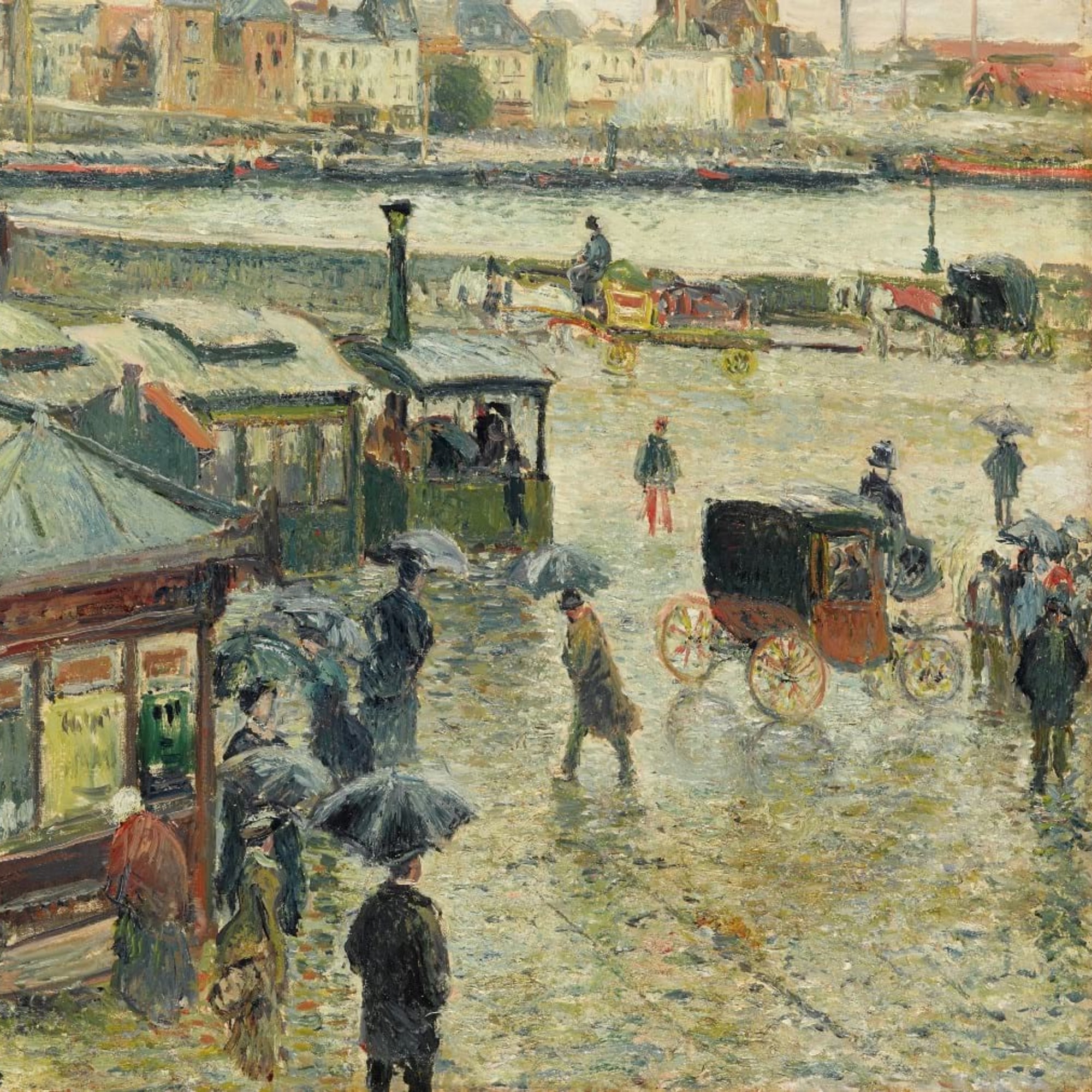 Camille Pissarro, Rouen, Platz der Republik bei Regen, 1883
